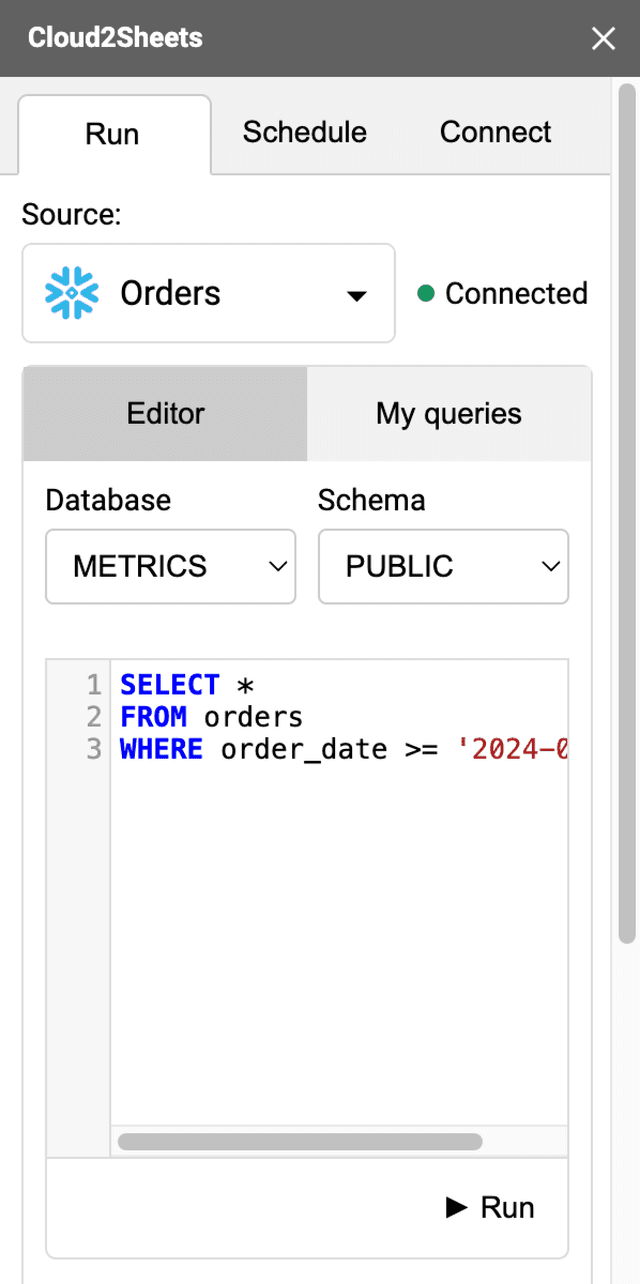 Query feature screenshot